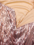 Rose Gold V Neck Sequin Dress