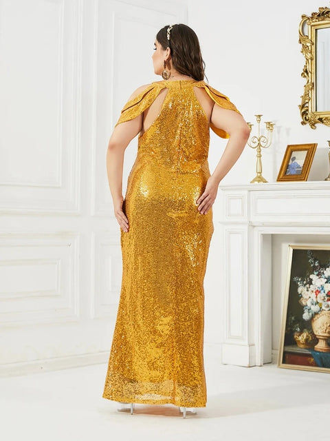 Plus Size Gold Sequin Dress