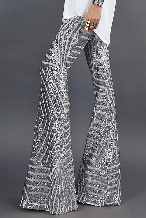 Silver Sequin Stripe Pants