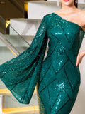  Green Mini Sequin Dress 