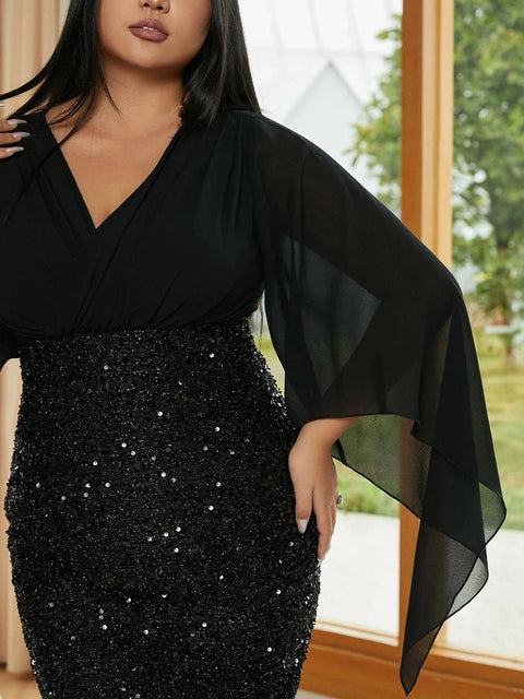 Plus Size Black Sequin Dress