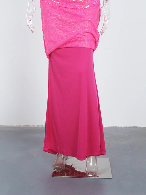 Neon Pink Sequin Dress