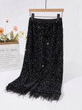 Black Fringe Sequin Skirt