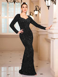 Black Dress Sequin Long Sleeve