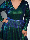 Plus Size Green Glitter Mini Dress