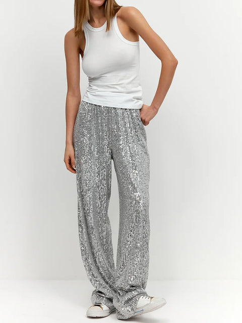 Silver Glitter  Joggers Pants