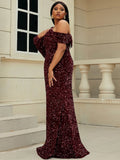 Burgundy Sequin Dress Plus Size