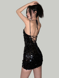 Black Sequin Mini Dress