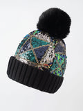 Sequin Beanie Black