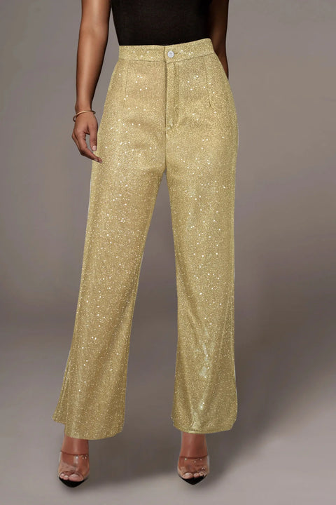 Gold Sequin Pants Casual