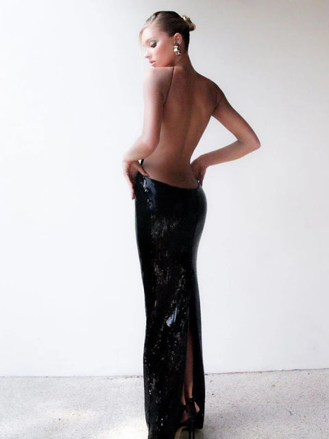 Black Sequin Maxi Dress