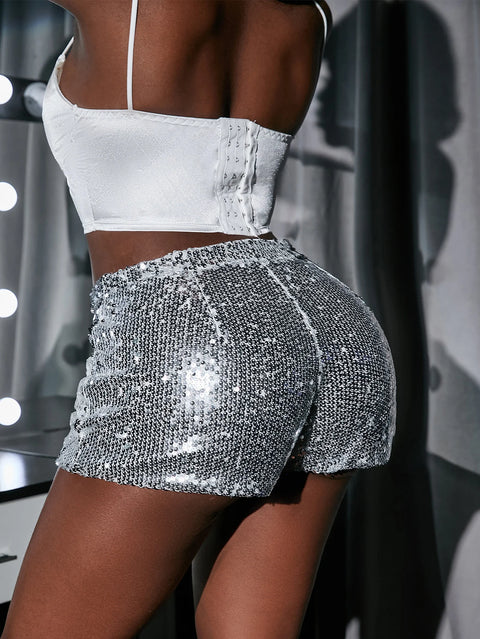 Silver Sequin Short High Waist