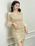 Gold Sequin Party Dress