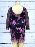 Plus Size Sequin Dress Black Purple