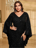 Black Sequin Dress Long Sleeve Plus Size