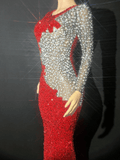 Red Sequin Dress Rhinestones