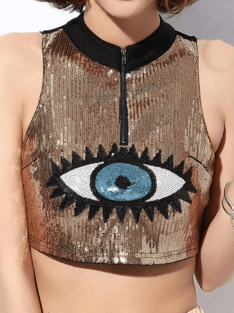 Gold Sequin Crop Top Eye