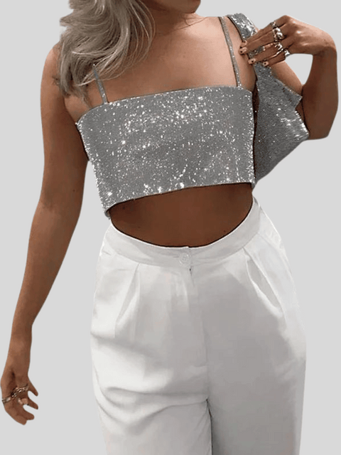 Silver Sequin Crop Top