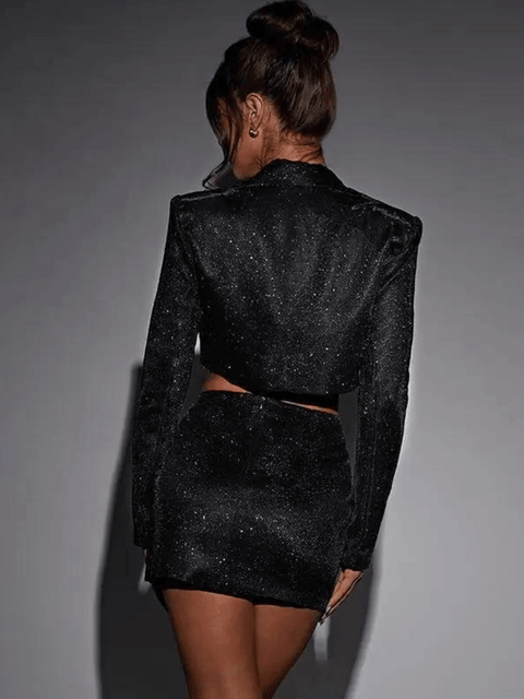 Black Sequin Two Piece Set