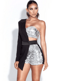 Black Sequin Jumpsuit Shorts