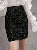 Black Sequin Mini Skirt