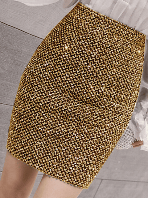 Gold Sequin Mini Skirt