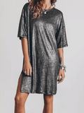 Gray T Shirt Sequin Dress