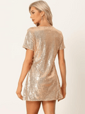 Sequin Tee Shirt Dress gold