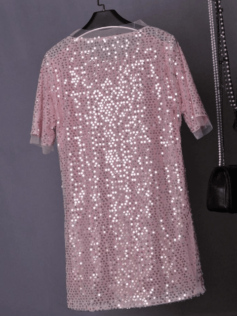 Pink Sequin Shirt Dress