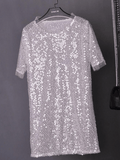 White Sequin Shirt Dress