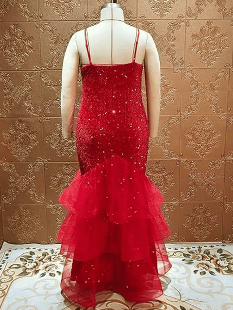 Plus Size Red Sequin Dress