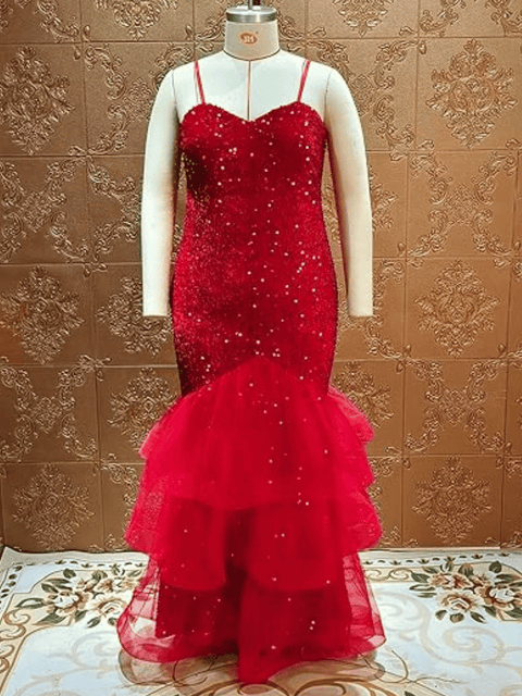 Plus Size Red Sequin Dress