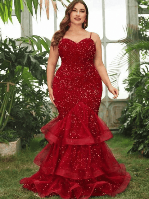 Plus Size Red Sequin Dress