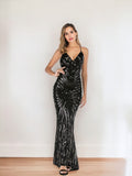 Sequin  Dress With Straps black