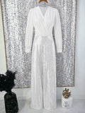 Sequin Jumpsuit Wide Pants white