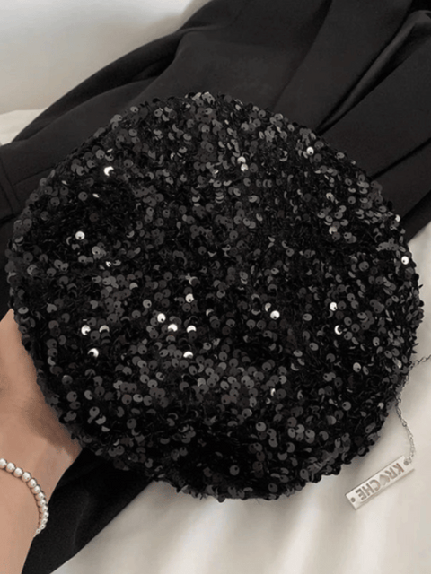 Sequin Beret Hat Women