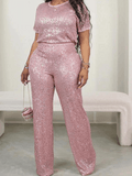 Sequin Two Piece Set Top And Pants pink