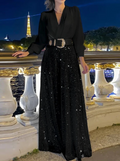 Sequin Jumpsuit Wide Pants black