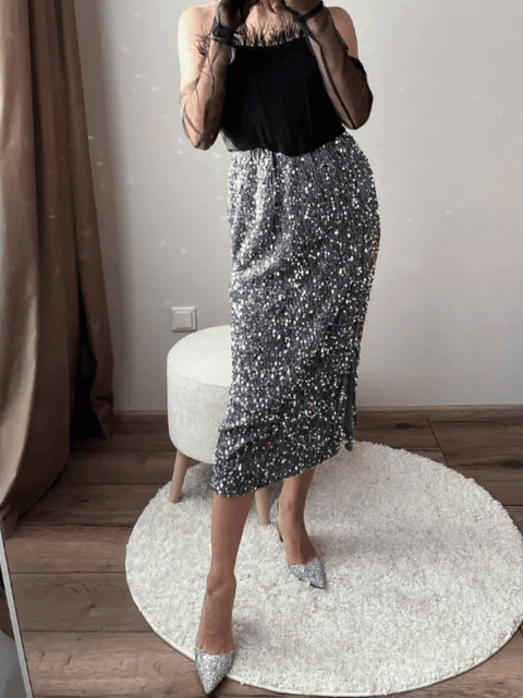 Sequin Skirt gray