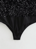 Sequin Bodysuit Black