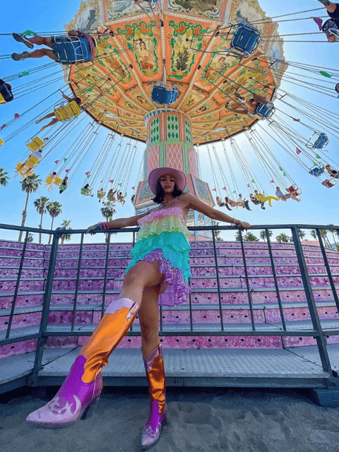 Rainbow Sequin Pleated Dress