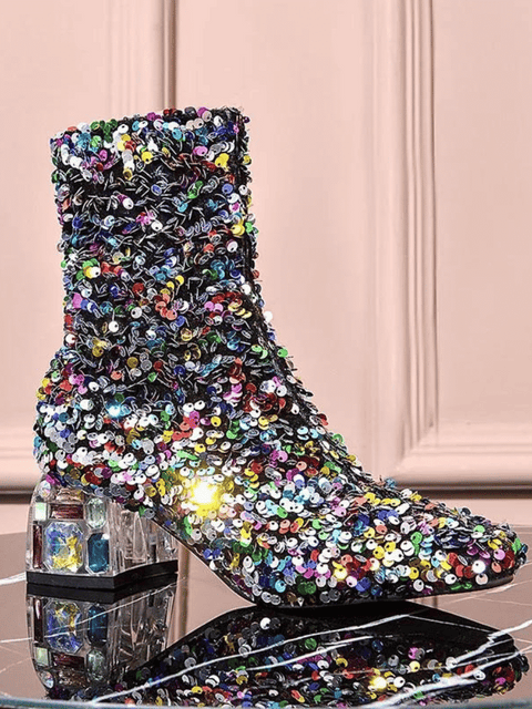 Rainbow Sequin Boots