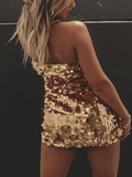 Gold Sequin Dress Strapless