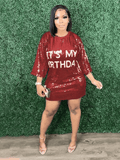 Red Sequin Shirt Dress Birthday