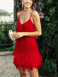 Sequin Fringe Dress red