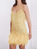 Sequin Fringe Dress yellow