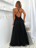 Black Long Sequin Dress With Split