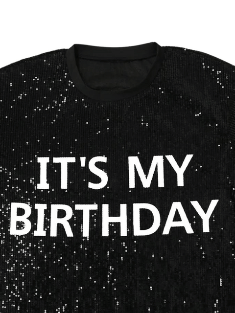 Black Sequin Shirt Dress Birthday