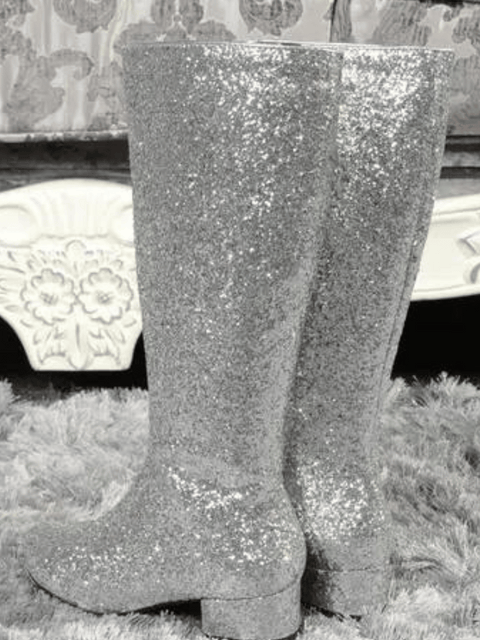 Silver Sequin Women  Boots