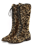 Gold Sequin Knee High Boots